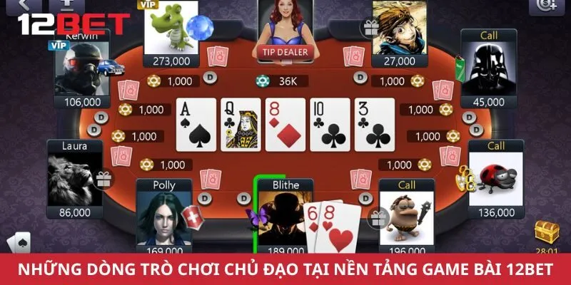 Những dòng trò chơi chủ đạo tại nền tảng game bài 12bet